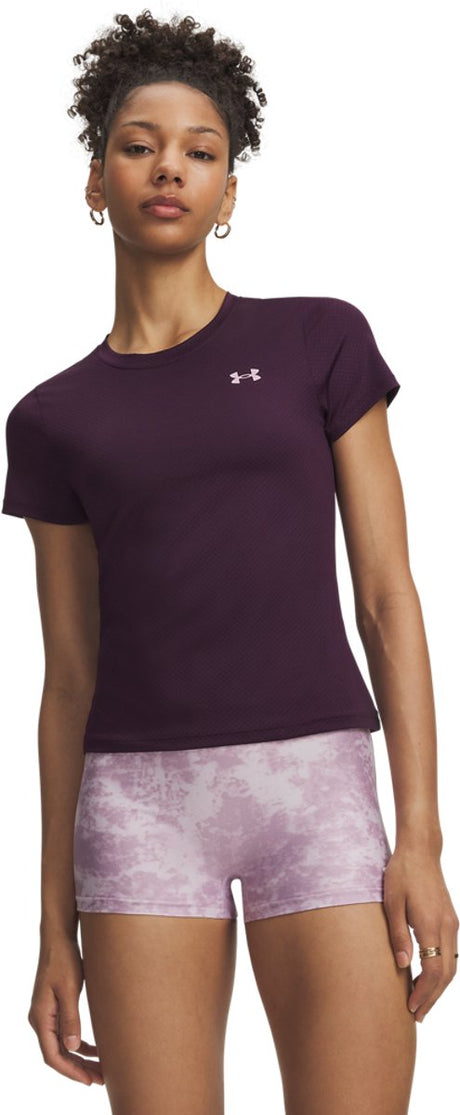 Under armour tech mesh ss-ppl dames sportshirt - paars echo - mauve roze m