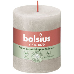 Bolsius rustykalna świeca okrągła piaskowa szara ø68x80 mm 30 godzin (4 sztuki)