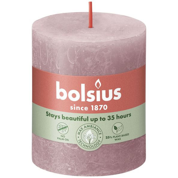Bolsius rustykalna świeca okrągła jesionowa róża ø68x80 mm 30 godzin (4 sztuki)