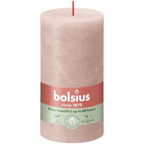 Bolsius rustykalna świeca okrągła mglisty róż ø68x130 mm 60 godzin (4 sztuki)