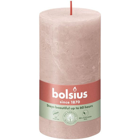 Bolsius rustykalna świeca okrągła mglisty róż ø68x130 mm 60 godzin (4 sztuki)
