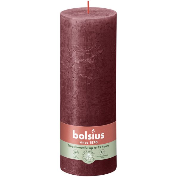 Rustykalna świeca okrągła Bolsius aksamitna czerwień ø68x190 mm 85 godzin (4 sztuki)