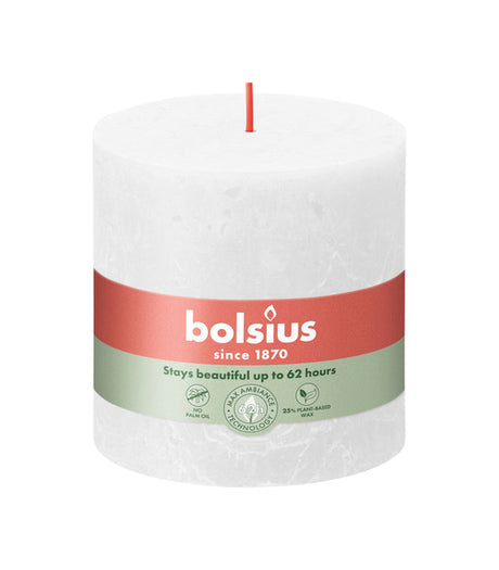 Bolsius rustykalna świeca okrągła mętna biała ø100x100 mm 62 godziny (3 sztuki)