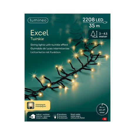 Lampki choinkowe Lumineo Excel Twinkle 35 metrów 2208 lampek szampańskich