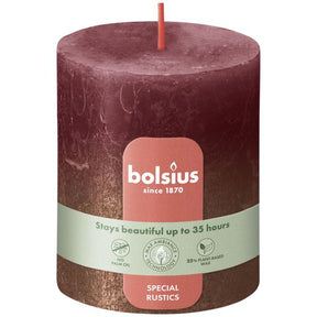 Bolsius stompkaars velvet red + copper ø68x80 mm 35 uur (4 stuks)