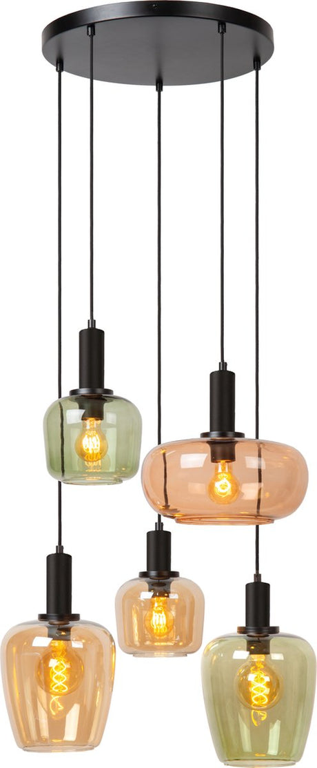 Lucide ilona - lampa wisząca - 5xe27 - czarna