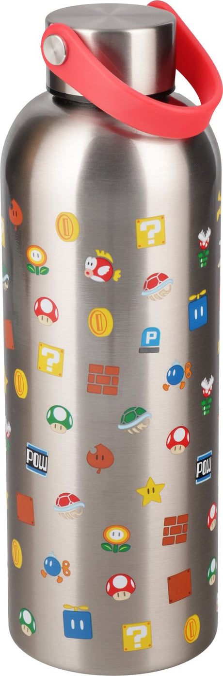 Metalowa butelka do picia Paladone Super Mario z uchwytem do noszenia – butelka ze stali nierdzewnej 500 ml –