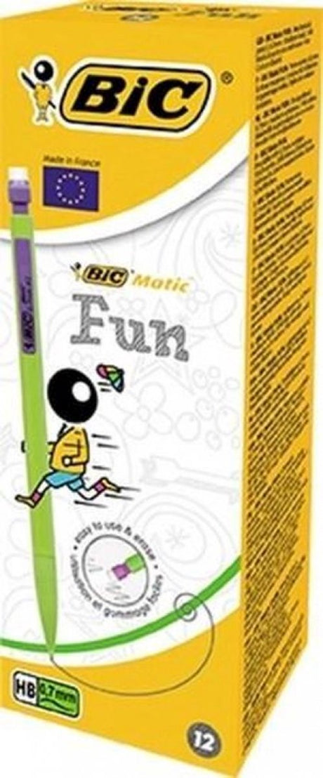 Bic: ołówek automatyczny hb 0,7mm matic fun + gumka i 3 miny - kolorowy klips