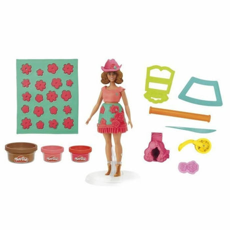 Zestaw Play-Doh Barbie z kwiatami i frędzlami - zrób ubranka dla lalek - glina do modelowania