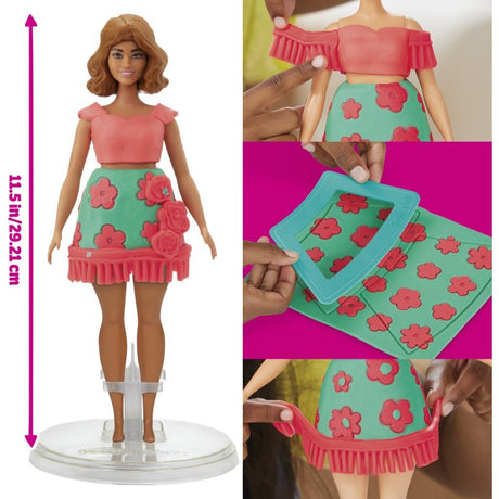 Zestaw Play-Doh Barbie z kwiatami i frędzlami - zrób ubranka dla lalek - glina do modelowania
