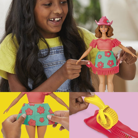 Zestaw Play-Doh Barbie z kwiatami i frędzlami - zrób ubranka dla lalek - glina do modelowania