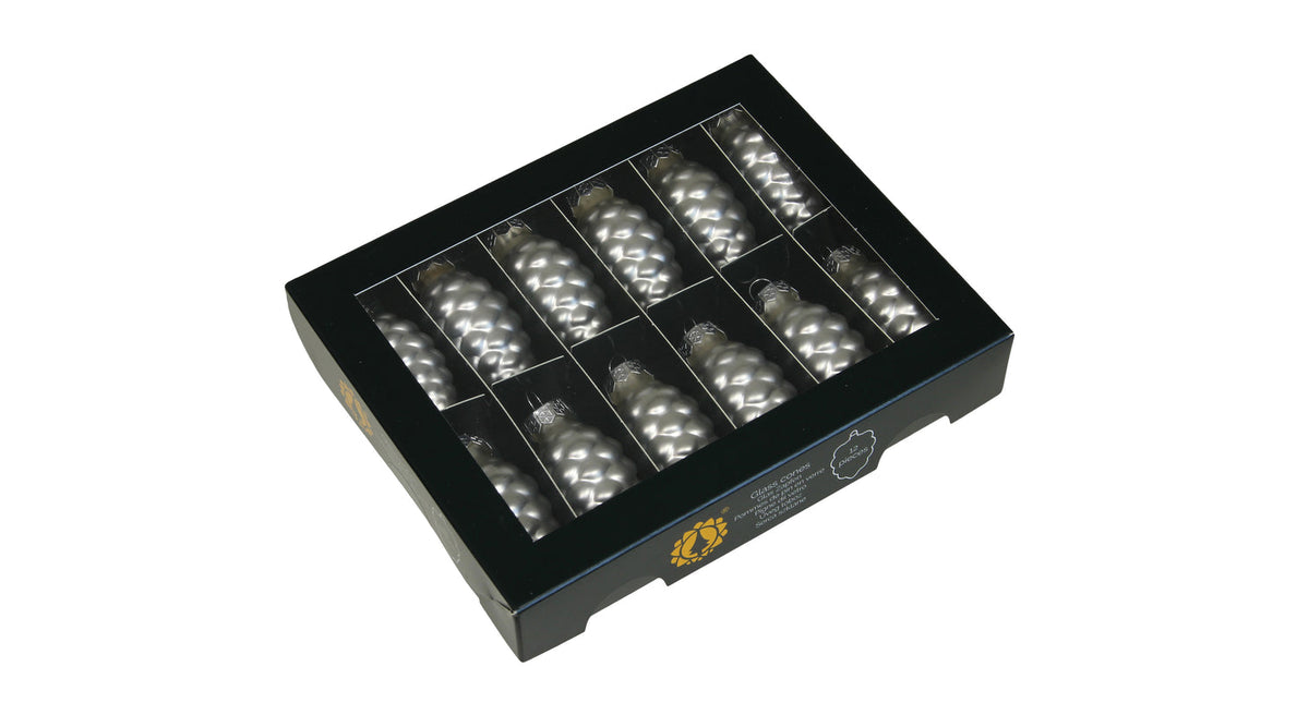 W b. 12 glass cones cap silver mat 60 mm