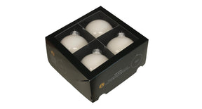 W b. 4 glassballs cap white opal 100 mm