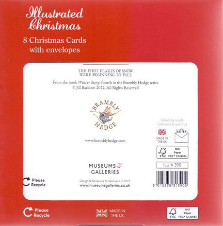 8 kerstkaart+envelop brambly muis met hu