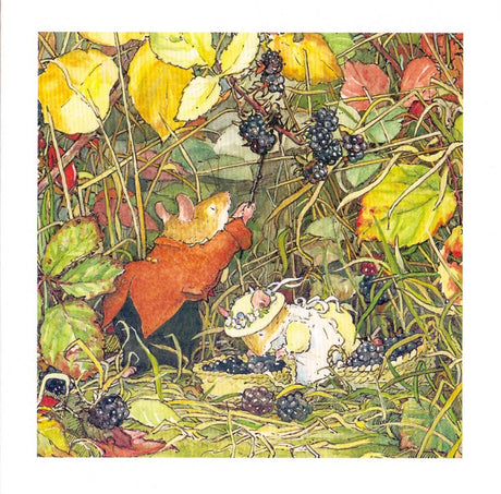 Karta+koperta. zbieranie jeżyn. 16x16cm.