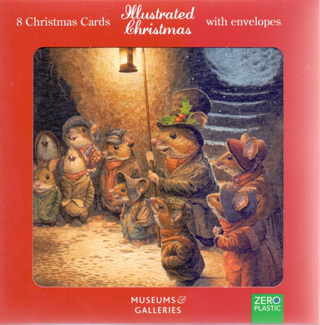 8 kerstkaart+envelop wind in de wilgen d