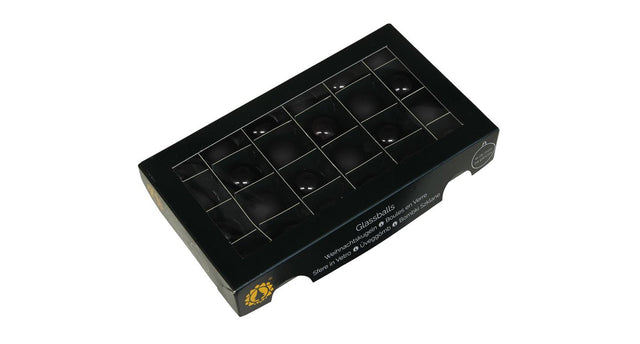 W b. 24 glassballs cap black 25 mm