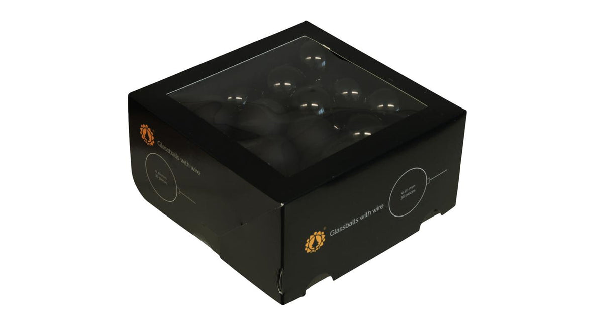 W b. 36 glassballs wire black 40 mm