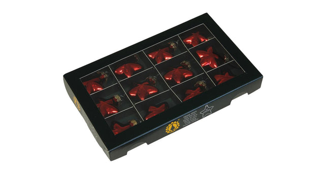 W b. 12 glass stars cap red shiny 40 mm