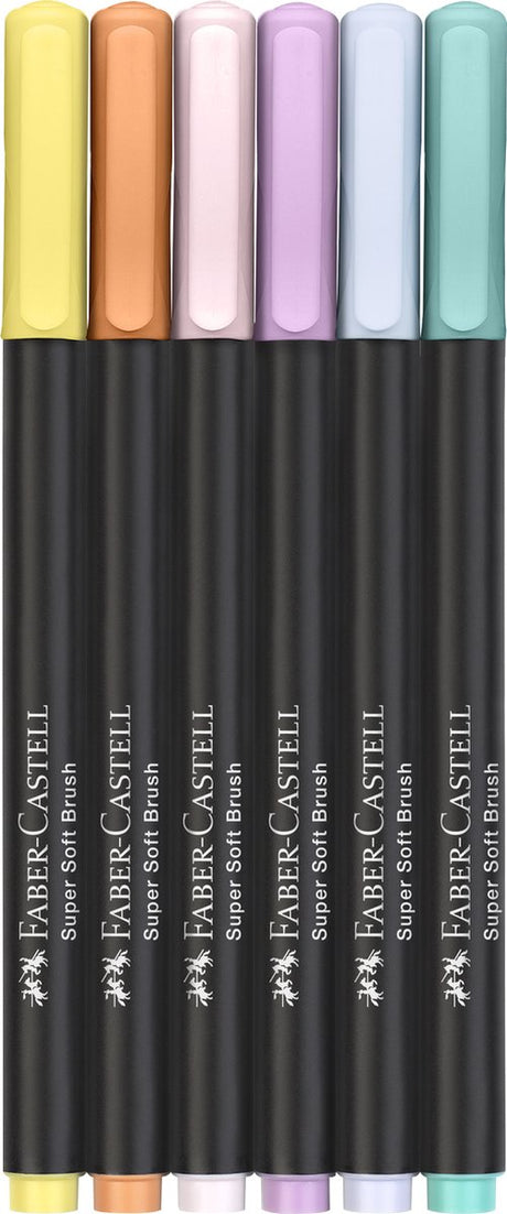 Pisaki pędzelkowe Faber-castell - edycja czarna - 6 sztuk w kartonowym opakowaniu - pastelowe kolory - fc-116453