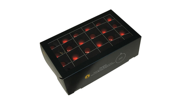 W b. 48 glassballs cap dark red combi 40 mm