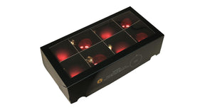 W b. 8 glassballs cap dark red combi 80 mm