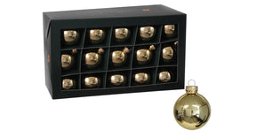 W b. 30 glassballs cap bright gold shiny 57 mm