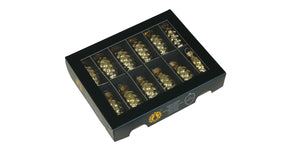 W b. 12 glass cones cap bright gold shiny 60 mm