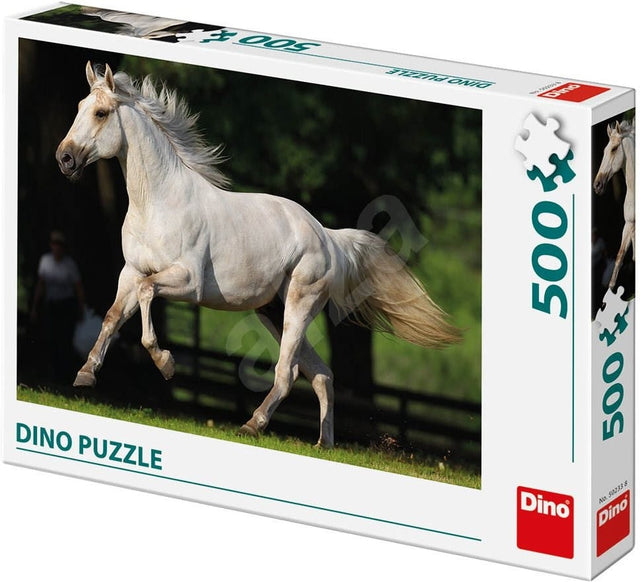 Puzzle Dinotoys - biały koń na łące - 500 elementów