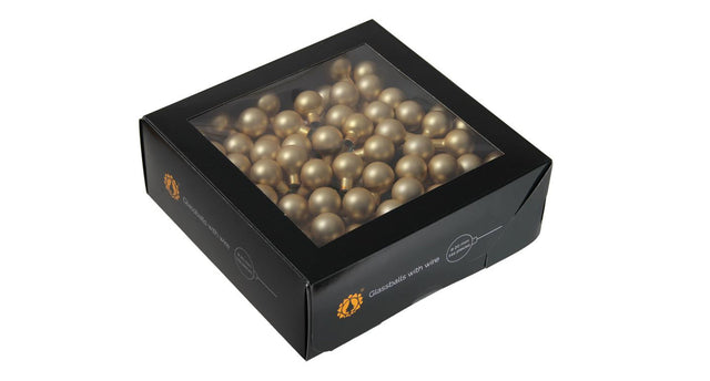 W b. 144 glassballs wire bright gold mat 20 mm