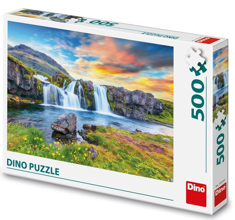 Puzzle Dinotoys przedstawiające islandzkie wodospady - 500 elementów