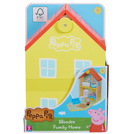Świnka Peppa - drewniany domek dla lalek zawierający Peppę i meble - figurka do zabawy