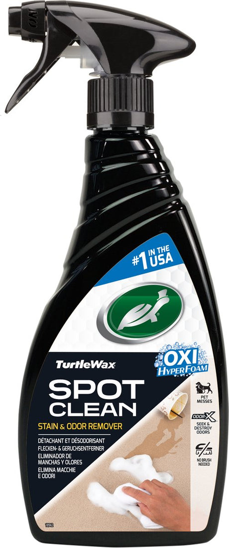 Turtle Wax spot clean - usuwa plamy i zapachy w ciągu kilku sekund - odświeża tekstylia dywanowe - usuwa najbardziej uporczywe plamy bez użycia pędzla - nie zawiera gazów pędnych - pozostawia świeży zapach - 500ml
