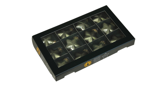 W b. 12 glass stars cap granite green 40 mm