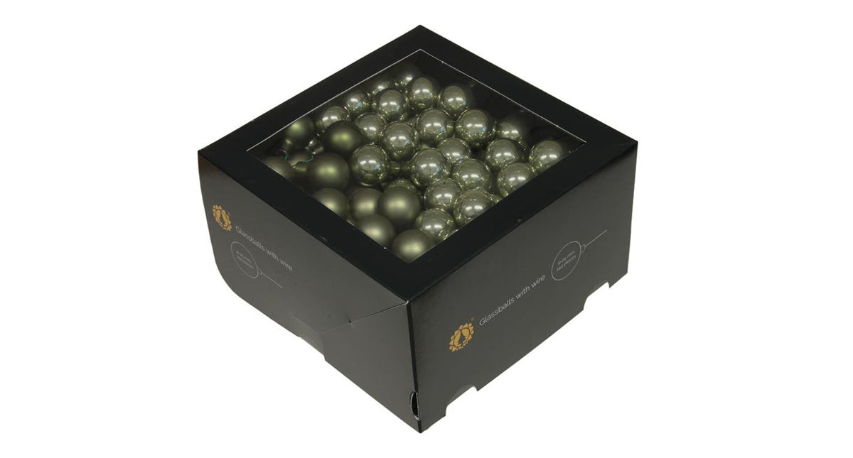 W b. 144 glassballs wire granite green 25 mm