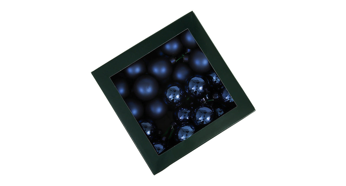 W b. 36 glassballs wire night blue 40 mm