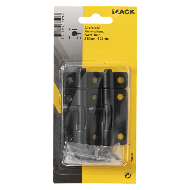 Mack 1071196 - 2 zatrzaski czarne a 55 mm b 20 mm | 6 sztuk