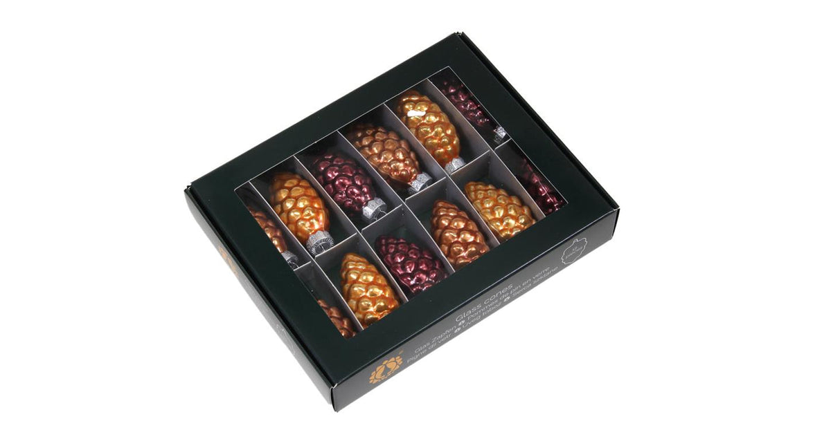 W b. 12 glass cones cap caramel brown 60 mm