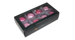W b. 8 glassballs cap pink opal 80 mm
