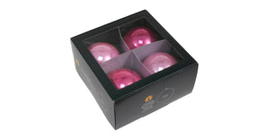 W b. 4 glassballs cap pink opal 100 mm