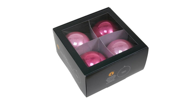 W b. 4 glassballs cap pink opal 100 mm