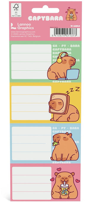Capybara zelfklevende schooletiketten - set van 16 stuks