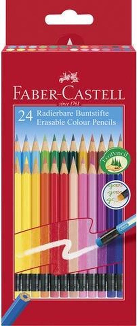 Kredki Faber-castell - etui 24 sztuki - zmazywalne - z gumką - fc-116625