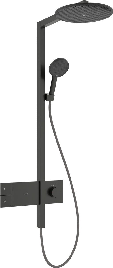 Hansgrohe Raindance Alive s puro - Komplet prysznicowy - Sterowanie za pomocą przycisku wyboru - Rozmiar 300 mm - 1 funkcja strumienia - Czarny chrom szczotkowany - z termostatem