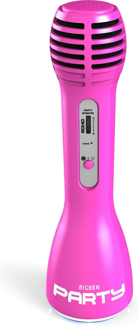 Mikrofon imprezowy Bigben - zestaw do karaoke - bluetooth - różowy