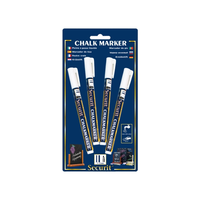 Marker kredowy Quantore okrągły biały 1-2mm, 4 szt
