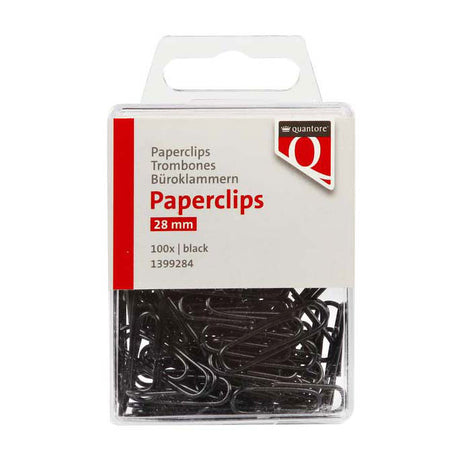 Quantore spinacz do papieru 28mm czarny, 100 szt.