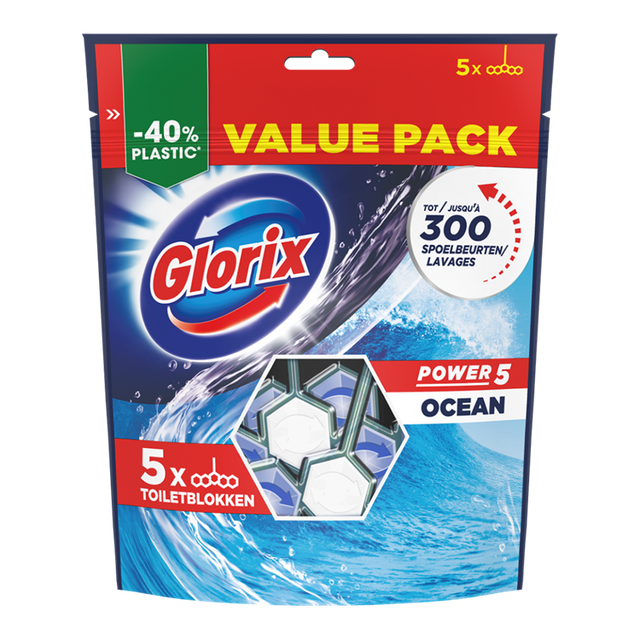 Glorix 1074058 - wc blok powerclean 5pckocean 5-pack | 6 stuks