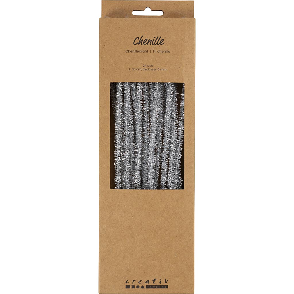Firma Creativ https: www.cchobby.nl chenille-l-30-cm-thickness-6-mm-glitter-silver-24-piece-1-box