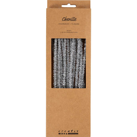 Firma Creativ https: www.cchobby.nl chenille-l-30-cm-thickness-6-mm-glitter-silver-24-piece-1-box